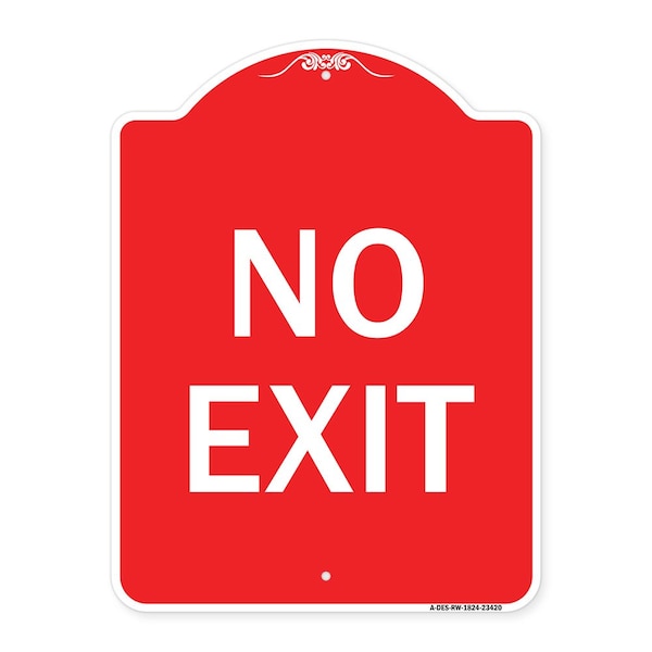 Signmission Designer Series Sign Parking Lot Sign No Exit, Red & White Alum Sign, 24" L, 18" H, RW-1824-23420 A-DES-RW-1824-23420 - main